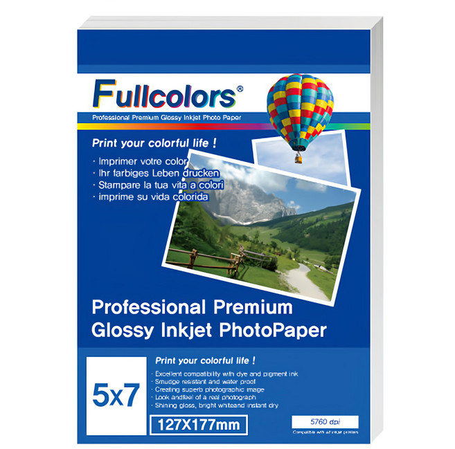 Fullcolors 全彩 噴墨亮面相片紙, 5 x 7吋, 100張