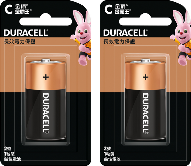 DURACELL 金頂 台灣公司貨 鹼性電池 2號C, 2顆