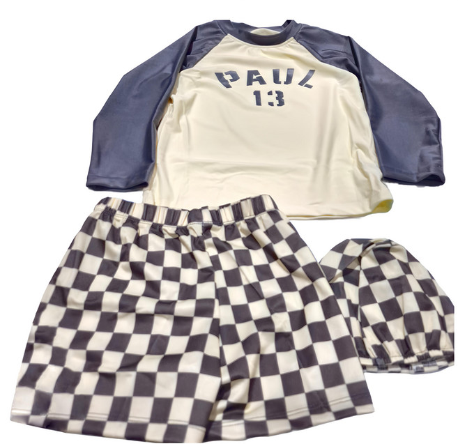 男童長袖分體泳衣