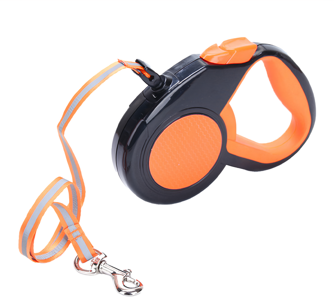 DIIL 反光自動牽引繩 L號 8米/適用30kg以下寵物, 橙色, 1個