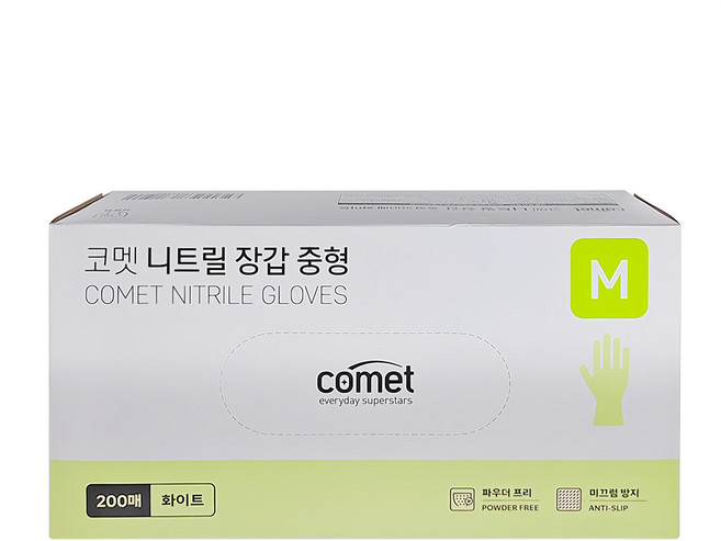 comet 合成橡膠手套 200個, M, 白色, 1盒