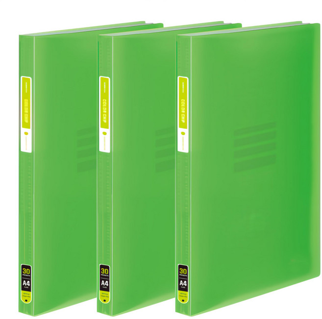 ECO Chungwoon 彩色半透明資料夾 A4 30頁, 淺綠色, 3本