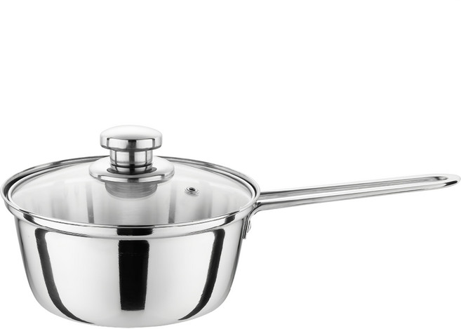 QUEEN SENSE 單柄湯鍋 不鏽鋼強化玻璃, 16cm, 不鏽鋼, 1個