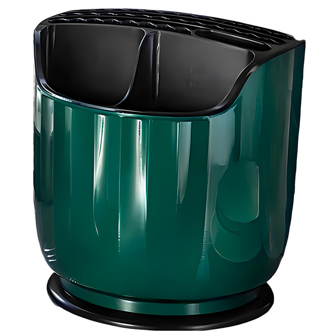 E.City 大容量刀筷餐具旋轉收納盒架, 1個, 綠色