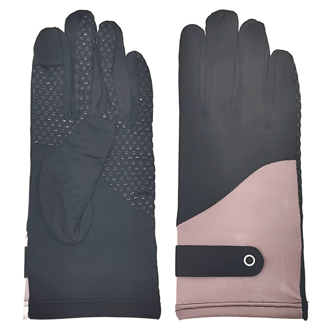 GOLOV.EJOy 冰絲涼感拼色防曬 可觸屏騎行手套, 科技黑, 1雙