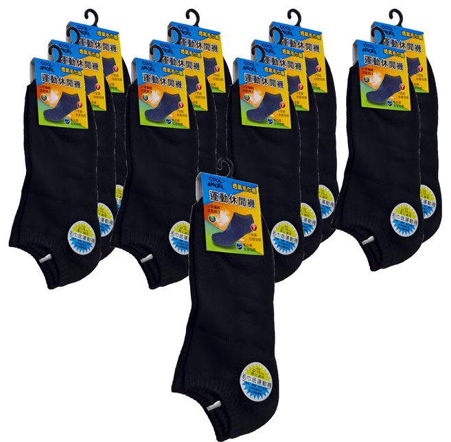 Cool Angel 天使之翼 CA562 毛巾底山型透氣船型襪 12雙