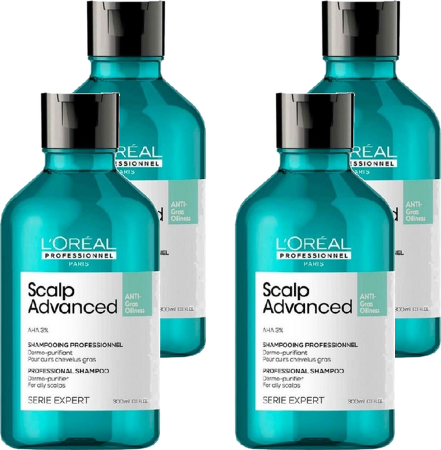 L'OREAL PROFESSIONNEL 巴黎萊雅PRO 水楊酸控油洗髮精, 300ml, 4瓶