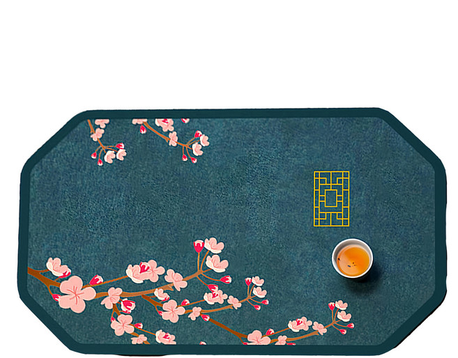 iSFun 餐廚配件 中式禪意吸水珪藻土廚房茶几桌墊, 50 x 30cm, 1個, 藏青色