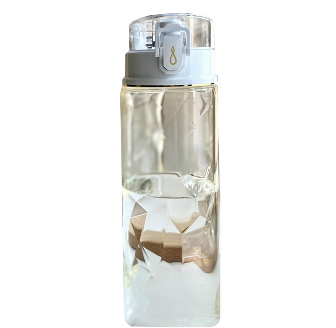 LUDAVI 鑽石水瓶 經典款 700ml - 濾杯&榨果器 隱藏式提把設計 台灣製造, 白透明閃金色, 1個