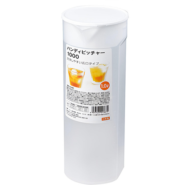 HIMARAYA 冷水壺 耐冷/熱溫度, 透明色 + 白色, 1L, 1個