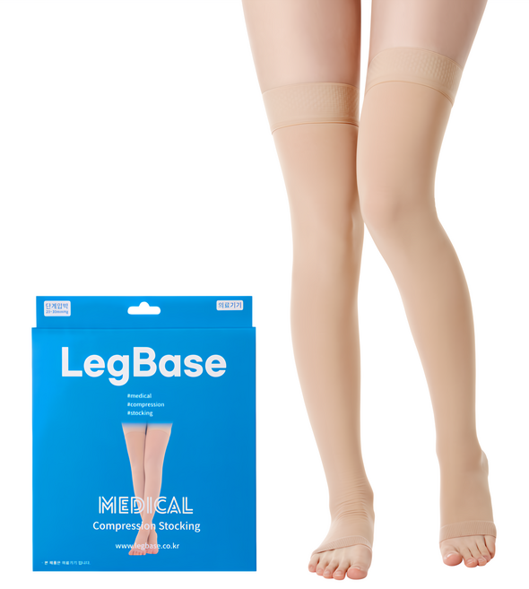 레그베이스 의료용 압박스타킹 허벅지형 발트임 베이지색, 1개