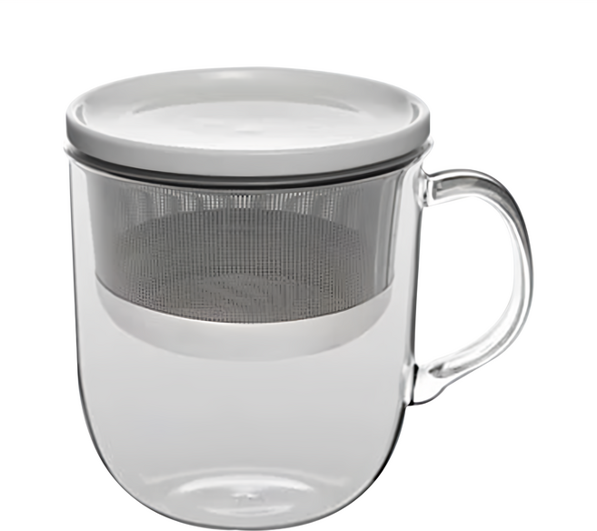 TAIWANGLASS 台灣玻璃 耐熱沖茶馬克杯組, 透明色 + 白色, 470ml, 1組