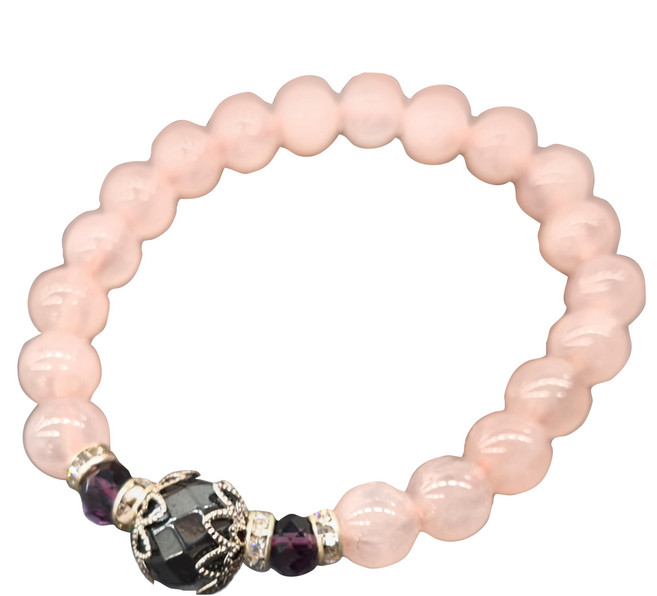 晶鑽粉水晶 + 黑膽石手鍊 5g