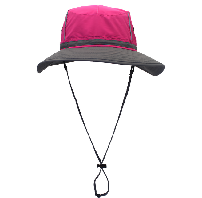 JAR嚴選 情侶款戶外涼感防曬登山帽 UPF50+ 防紫外線遮蔽率99.9%, 灰邊玫紅