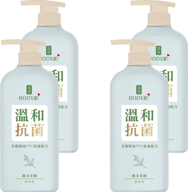 澡享 BODY愛抗菌沐浴乳 綠茶茶樹, 900g, 4瓶