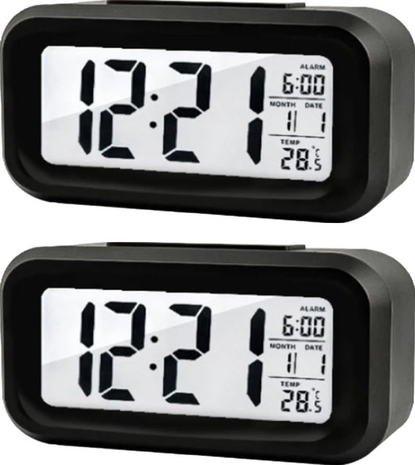 懶人鬧鐘 寬10cm 高5.5cm 厚2.6cm ABS材質, 黑色