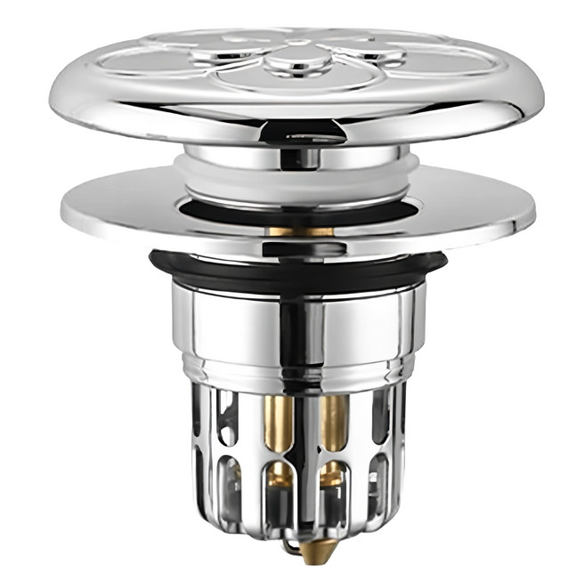 葉子小舖 洗手台防臭落水頭 銀色 防堵塞 易安裝, 1個