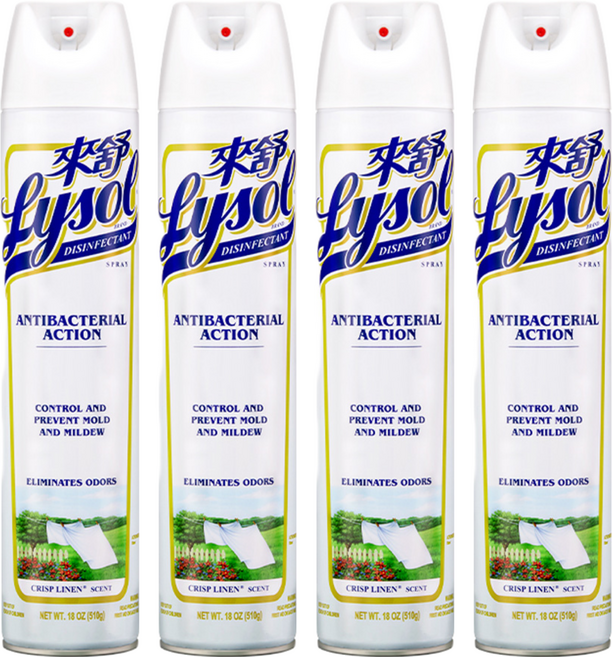 Lysol 來舒 噴霧抗菌清潔劑 清爽亞麻, 510g, 4瓶