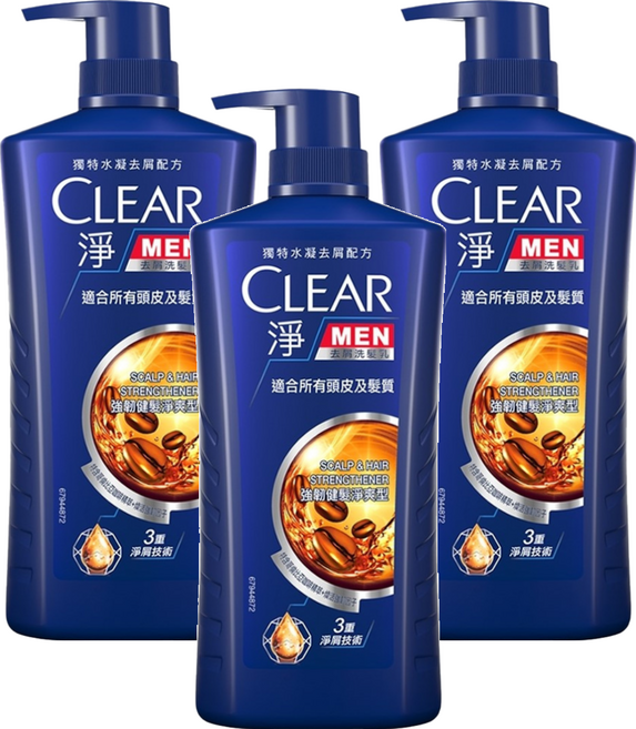CLEAR 淨 男士去屑洗髮乳 強韌健髮淨爽型, 750g, 3瓶