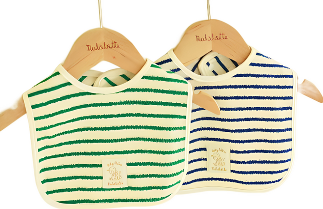 마롤로뜨 유아용 스트라이프 테리 턱받이, 그린, 1개입, 1개