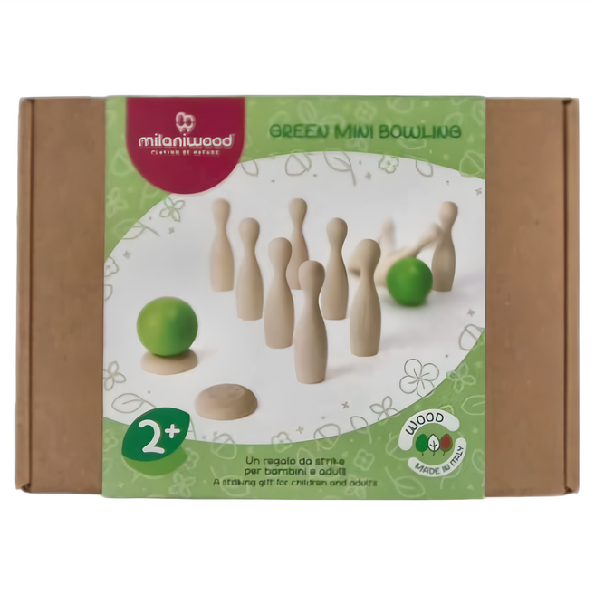 Milaniwood 迷你保齡球套裝 木質 適合3歲以上兒童, 1盒