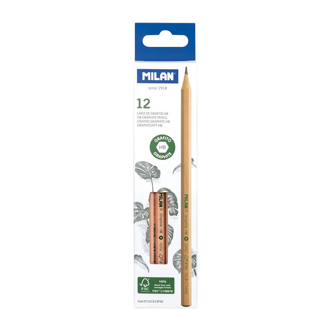 MILAN 經典原木六角鉛筆 HB 60g, 12支, 木色