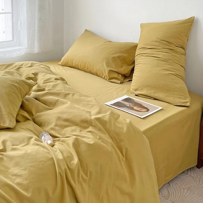 Roberta Colum 諾貝達卡文 經典素色舒柔棉被套, 時尚黃