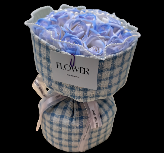 小香風香皂玫瑰花束 碎冰藍, 1入