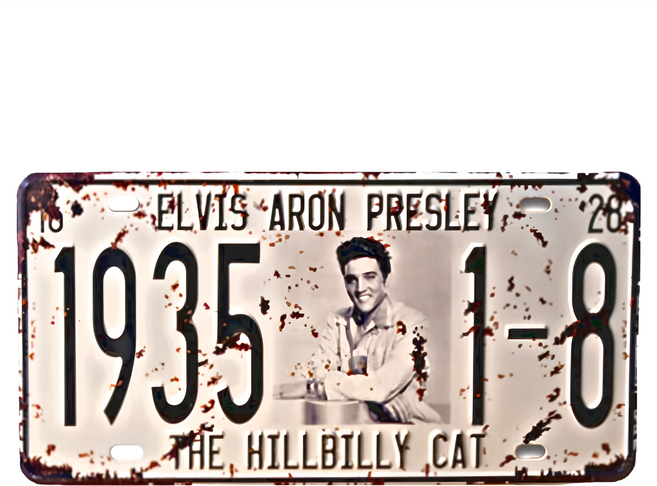 OPUS LOFT 純真年代 仿舊鐵皮車牌/壁飾 - Elvis Aron Presley 1935-1-8, 貓王