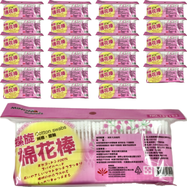 minono 米諾諾 螺旋棉花棒, 24包, 100支