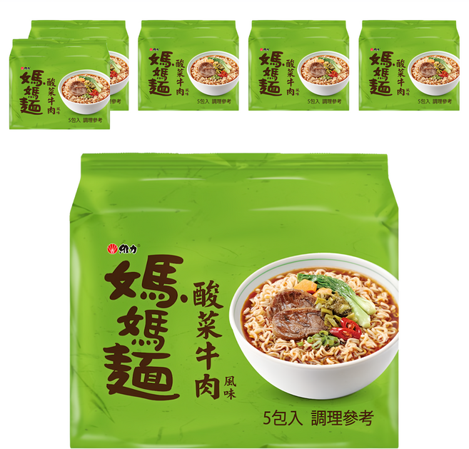維力 媽媽麵 酸菜牛肉風味 75g, 30包