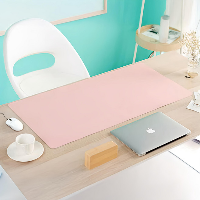 QIDINA 奇蒂可 專業質感雙面皮革超大滑鼠墊/餐墊 A, 1個, 粉色