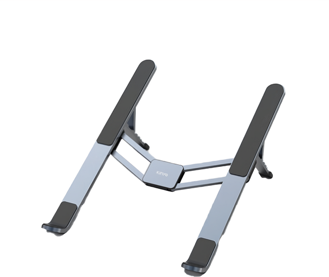 Kinyo 輕薄鋁合金筆電折疊支架, 銀色 + 黑色, 1個