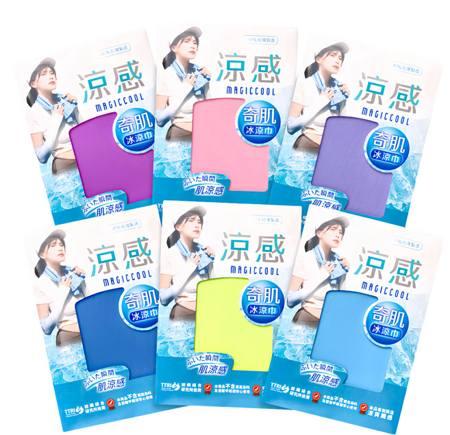 Life+ MIT台灣製 夏季消暑急速冰感奇肌冰涼巾/涼感運動毛巾/涼感圍脖巾, 檸檬黃 + 海洋藍 + 冰川藍 + 紫羅蘭 + 櫻花粉 + 薰衣草紫, 6條
