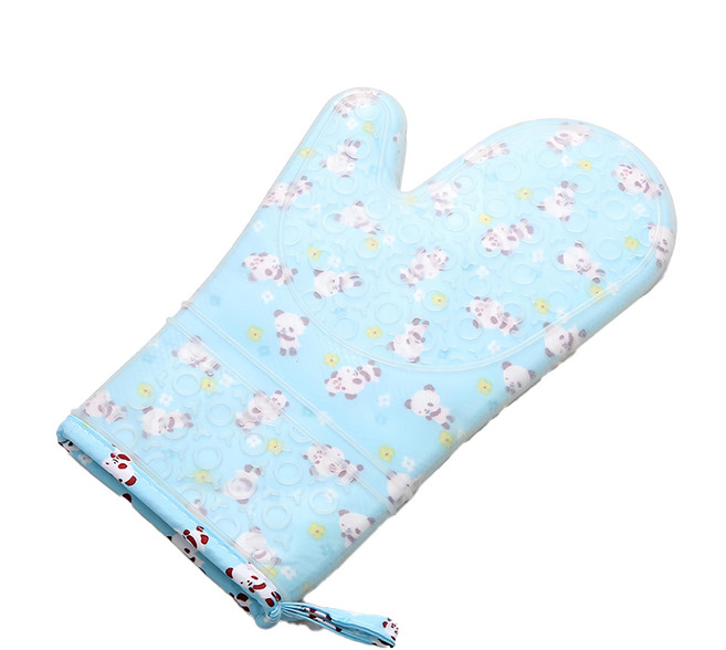 加厚加棉矽膠隔熱手套(1雙組)-d, 1組, 矽膠花色 藍色