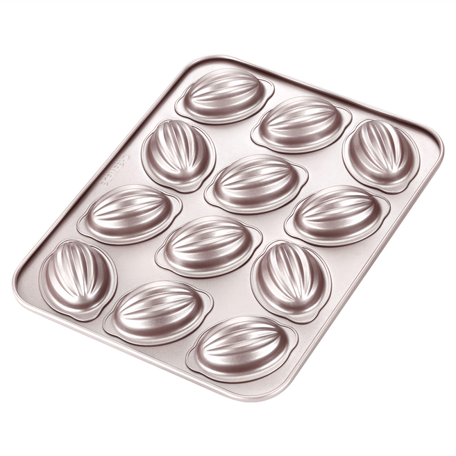 CHEFMADE 學廚 金色12連不沾橄欖球蛋糕模 重型碳鋼, 1個