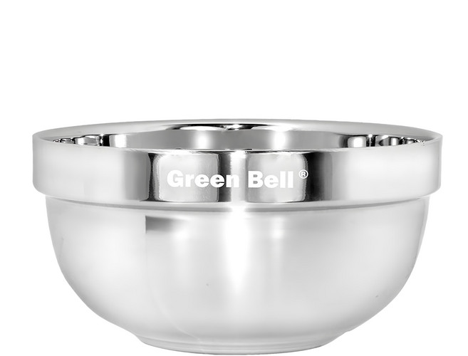 Green Bell 綠貝 304不鏽鋼晶緻隔熱碗 雷射雕刻 精心打造, 不銹鋼色, 1個