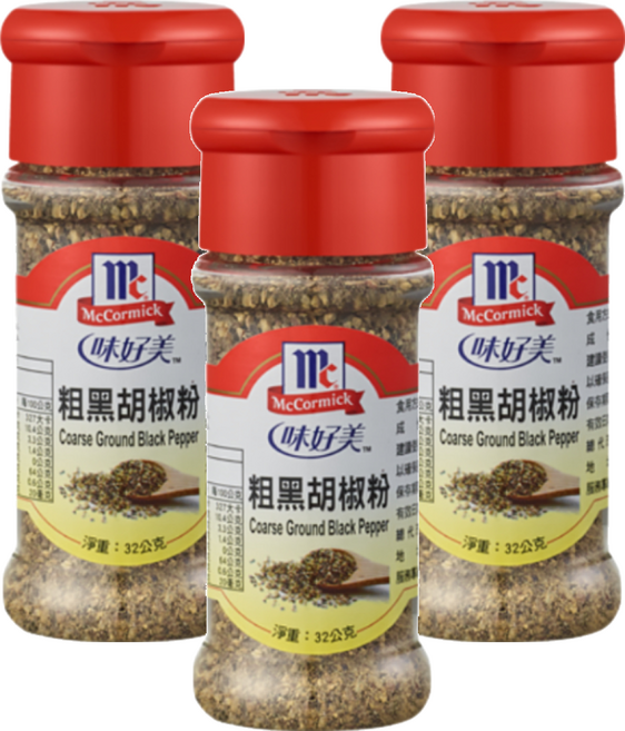 McCormick 味好美 調味料 粗粒黑胡椒粉, 32g, 3瓶