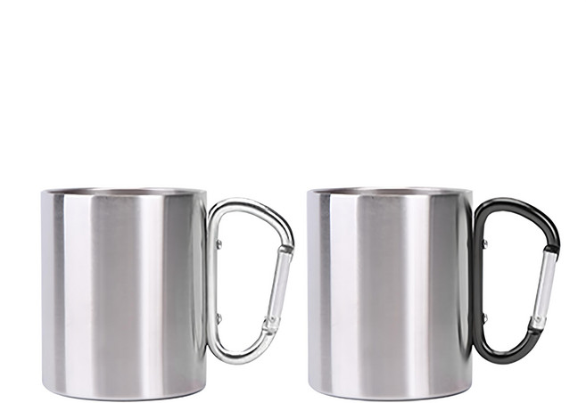 登山扣不鏽鋼馬克杯 2入, 顏色隨機 黑色/綠色/紅色/藍色/銀色, 1組
