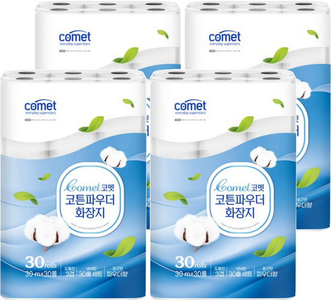 comet Cotton Powder 捲筒衛生紙, 30m, 30捲, 4包