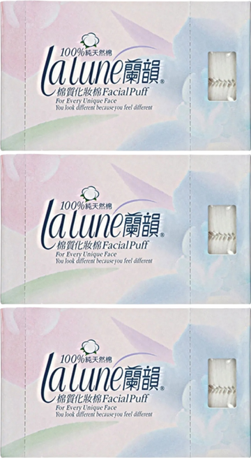 lalune 蘭韻 棉質化妝棉 60 x 50mm, 100片, 3盒