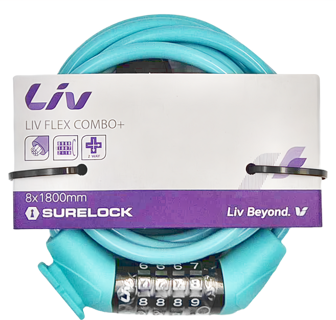 GIANT 捷安特 Liv Flex Combo+ 鋼索號碼鎖 #520000085, 1個, AQUA