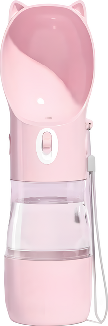 커들스피어 2in1 반려동물 강아지 휴대용 물병 간식통, 핑크, 1개