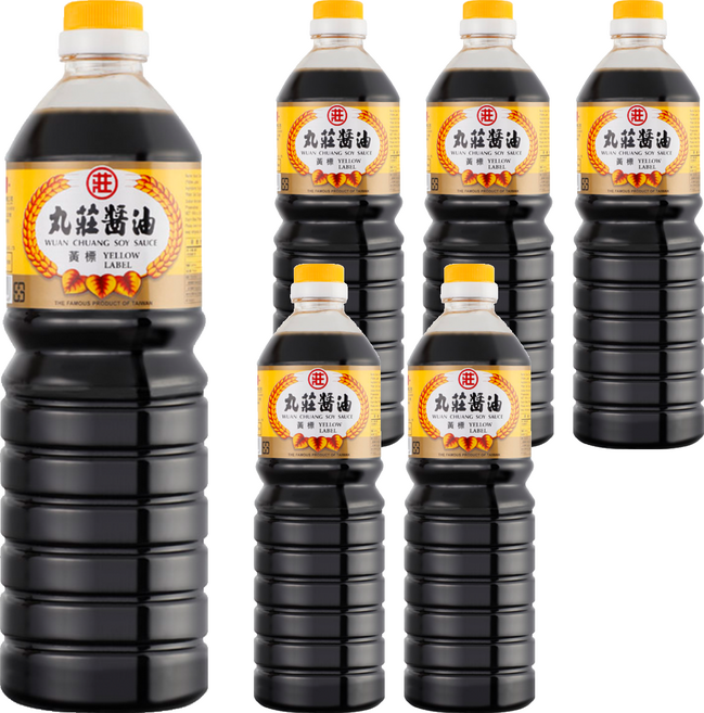 丸莊醬油 黃標調合醬油, 1L, 6瓶