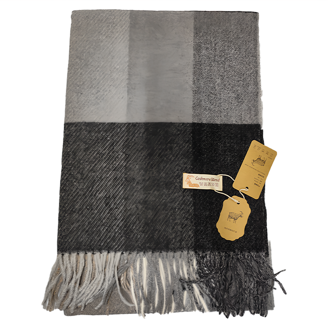 KissDiamond 土耳其風喀什米爾加厚羊絨格子系列 兩用披肩圍巾 KD-A003SLGT