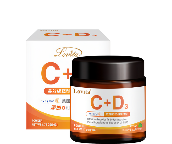 Lovita 愛維他 緩釋型維他命C粉+D3, 50g, 1罐