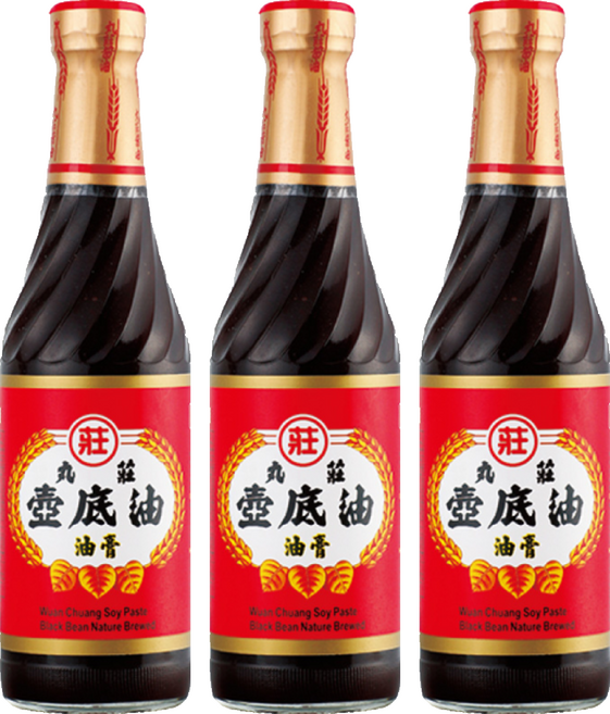 丸莊醬油 壼底油膏 嚴選台灣黑豆 特選黃豆 減鹽配方, 500g, 3瓶