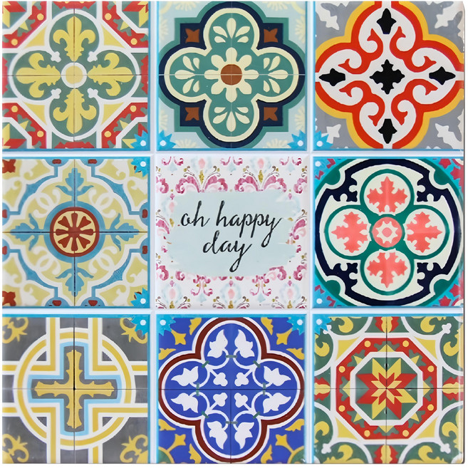 TROMSO 西班牙復古花磚陶瓷隔熱墊, S18, 1個