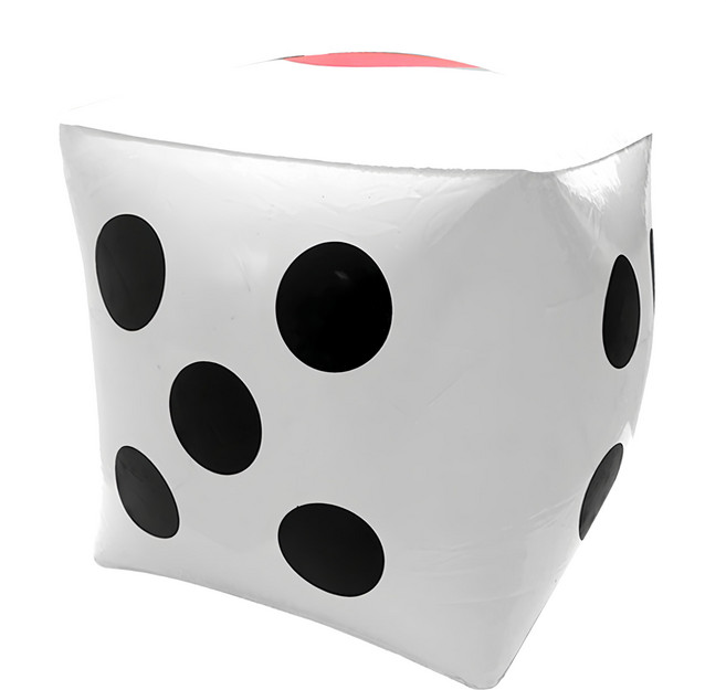 WEKO 台灣製 充氣骰子玩具 趣味戶外活動道具 35cm, 白色 + 黑色 + 紅色, 1個