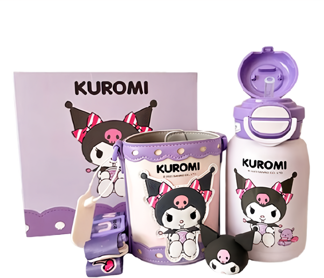 BEDDYBEAR 杯具熊 316不銹鋼 開口笑雙飲保溫杯, 開口酷洛米 白色 + 紫色 + 黑色, 600ml, 1個